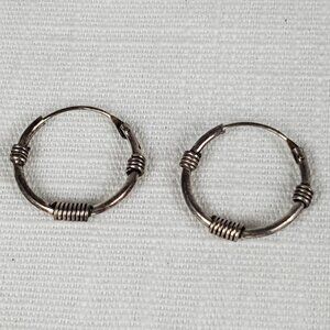Twisted Bali Rope Hoop Small Loop Earrings Silver 925